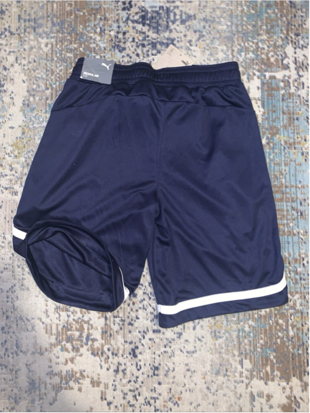 Puma Mens Regular Fit Moisture-Wicking Mesh 10" Shorts Navy Blue S - Picture 7 of 16